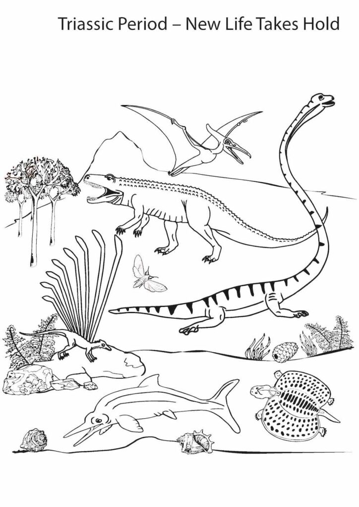 Illustration of life during the Triassic Period.