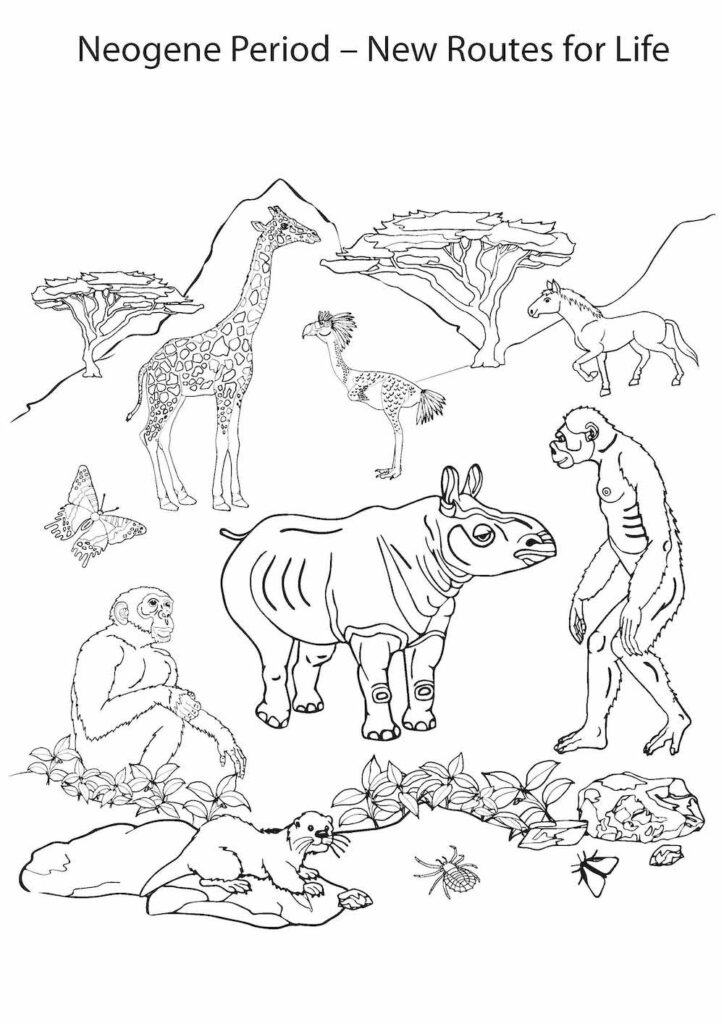 Illustration of life during the Neogene Period.