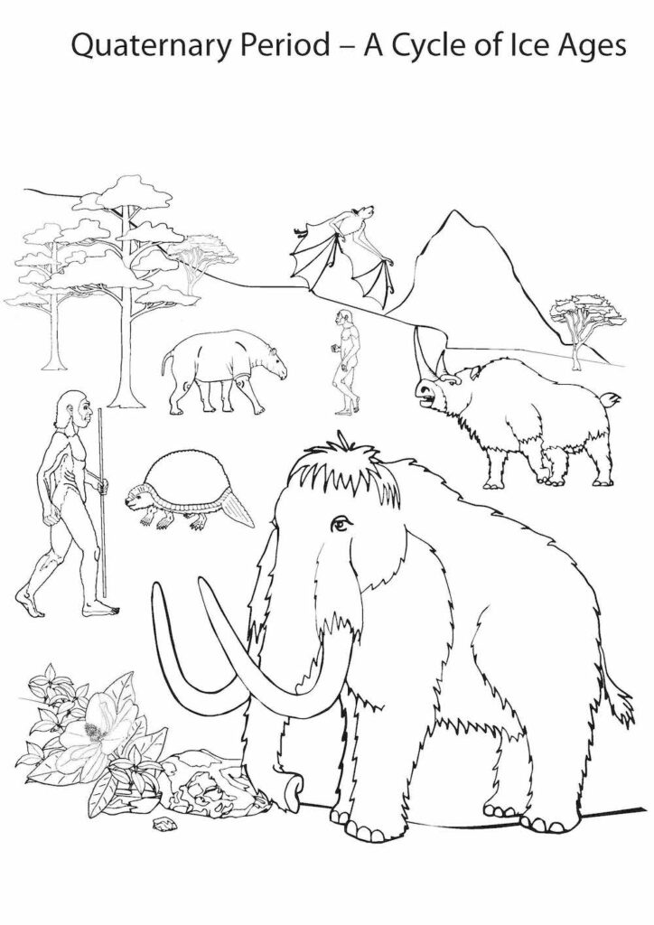 Illustration of life during the Quaternary Period.